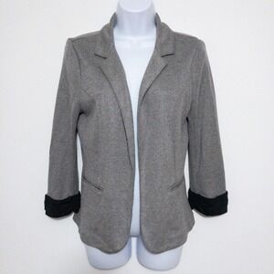 Skies Are Blue Blazer Womens S Gray Business Career Casual Office Contrast Cuff